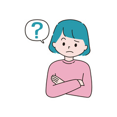 腕を組む　疑問　女性