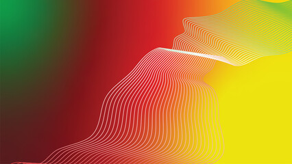 green red yellow abstract tech wavy lines gradient background - obrazy, fototapety, plakaty