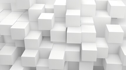 Minimalist Cubic Formation: White Block Wallpaper