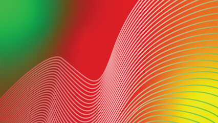 green red yellow abstract tech wavy lines gradient background - obrazy, fototapety, plakaty