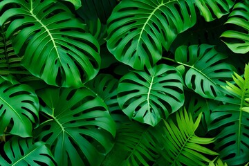 green leaf background generated by AI technology 