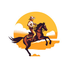 cowboy riding horse vector