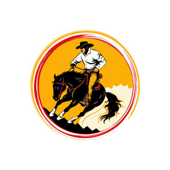 cowboy riding horse vector