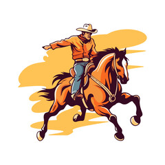 cowboy riding horse vector