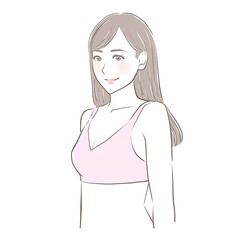 下着の健康的な笑顔の女性　