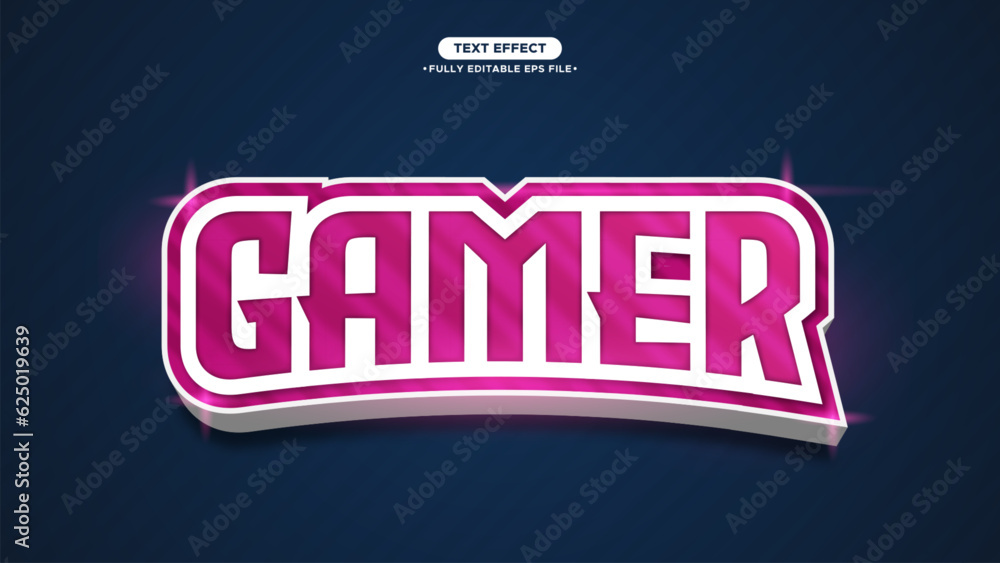 Poster gamer 3d logotype text effect for esport logo and competition fully editable font and text