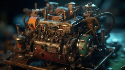 Reviving the Age of Classic Speed: Exploring the Essence of Vintage Motor Power and Metallic Mastery, generative AI