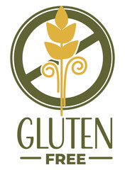 Gluten free product emblem, wheat spikelet label