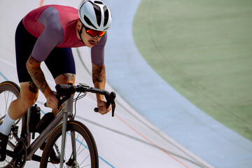 Cyclist training on the cycle track.