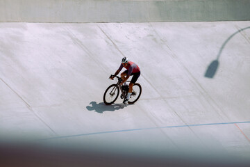 Cyclist training on the cycle track.