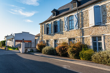 Obraz premium Typical houses of the French countryside in the south of the country, next to the Pyrenees, Morlaas