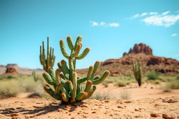 A desert and a cactus. Hot summer weather