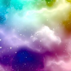 Mysterious colorful space background with galaxy and stars