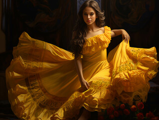 Bailarina de folklore mexicano. ia generada.