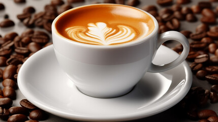 Nice Texture of Latte art on hot latte coffee