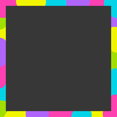 黒い背景にビビッドなネオンカラーの幾何学模様のシンプルでポップなフレーム - カラフルな装飾の枠の素材 - 正方形