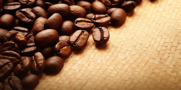 coffee beans on a light brown background