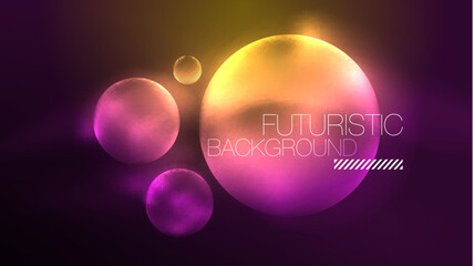 Circles with bright neon shiny light effects, abstract background wallpaper design