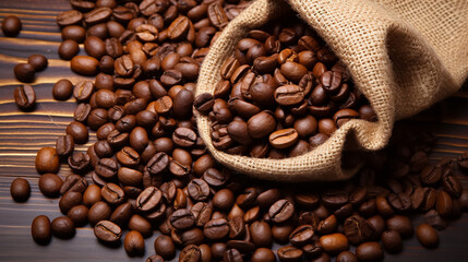 Fototapeta premium Coffee beans in a bag