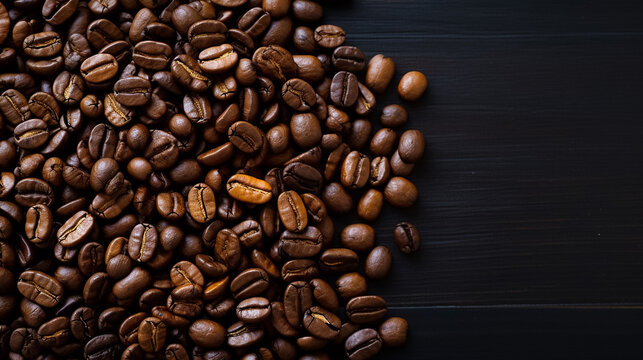 coffee beans isolated on Black background