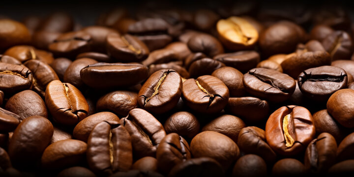 coffee beans isolated on Dark background