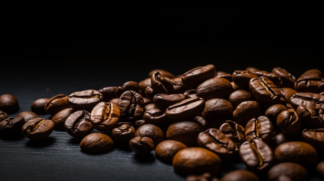 coffee beans isolated on Dark background