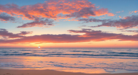 Fototapeta premium Showcasing The Vibrant Hues of The Sky as it Melts into The Tranquil Waters