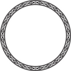 Vector monochrome round ornament of Native Americans, Aztecs. Circle border of the tribes of South and Central America.