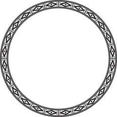 Vector monochrome round ornament of Native Americans, Aztecs. Circle border of the tribes of South and Central America.