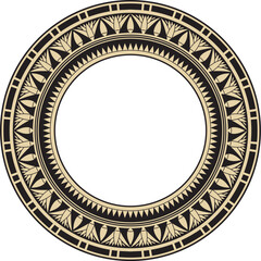 Vector ancient gold and black Egyptian round ornament. Endless national ethnic border, frame, ring..