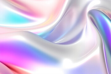 Silver hologram wave texture background smooth shape pattern with bright color created with Generative AI