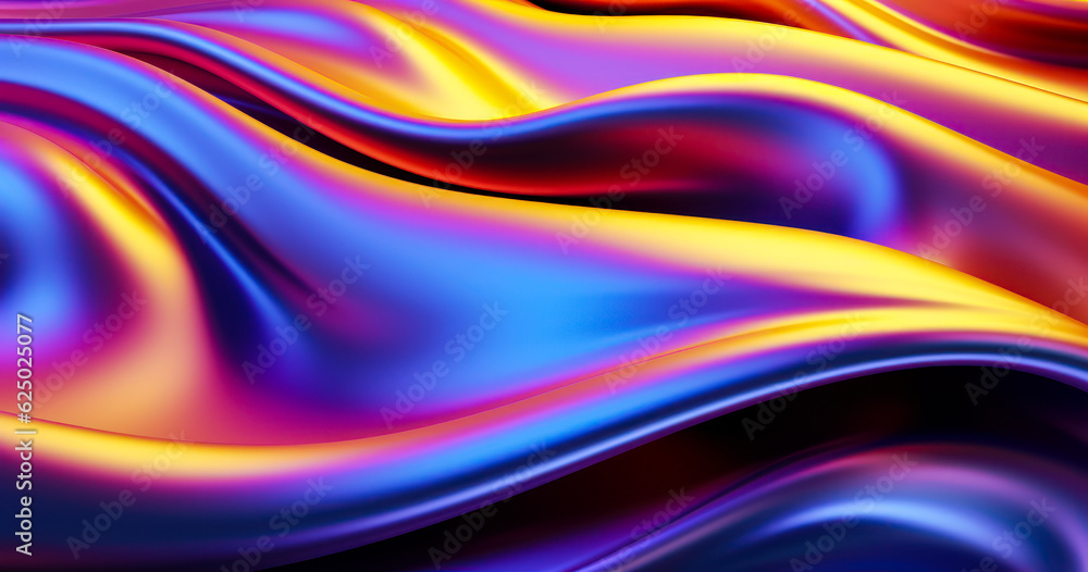 Poster abstract fluid 3d render iridescent holographic gradient waves texture design element for banner, ba