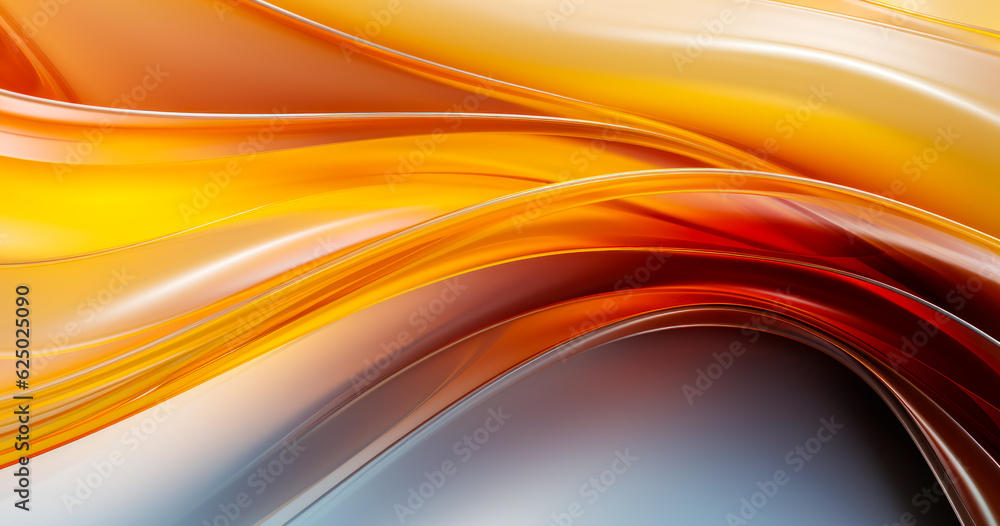 Poster abstract 3d render, glossy, reflective metallic, organic curve wave in motion. gradient design eleme