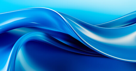 Obraz premium Abstract 3D blue fluid twisted wavy glass morphism. Design visual element for background, wallpaper, banner, cover, poster or header