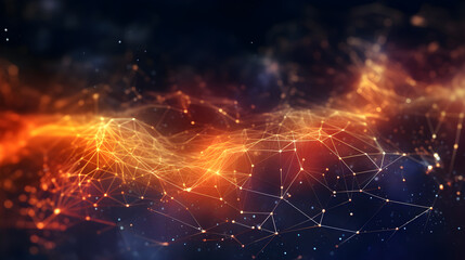 Obraz premium Abstract background connected dot and line for cyber technology futuristic. Global network connection concept. Generative AI.