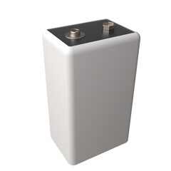 High-quality realistic 3d blank 9-volt battery rendering for mockup design.