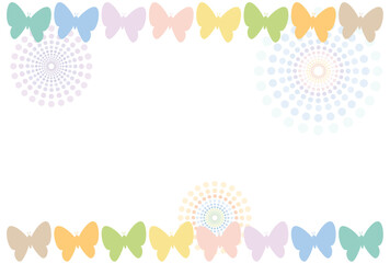 パステルカラーの蝶々と水玉