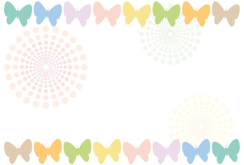 パステルカラーの蝶々と水玉