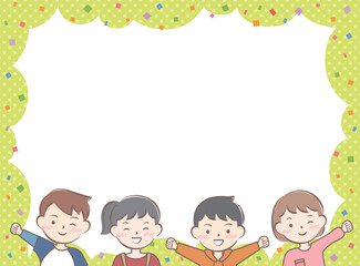 秋の子供たちのフレーム　長袖　カジュアル