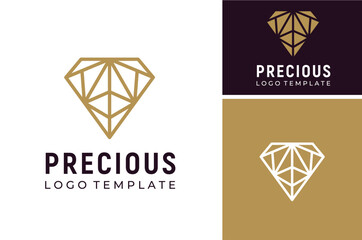 Beauty Line Art Crystal Jewel Diamond Gem Gemstone for Precious Elegant Luxury Jewelry logo design