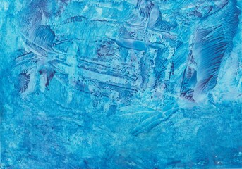 With the painting iron painted encaustic in blue with abstract pattern