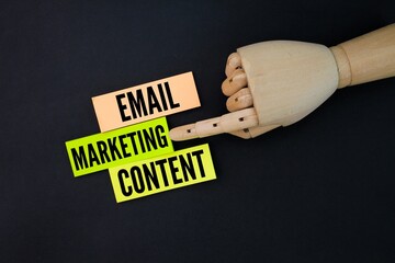 colored paper with the word email marketing content. email marketing concept