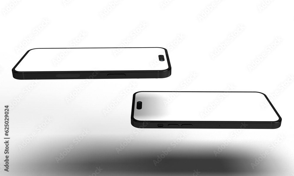 Aufkleber smartphone mobile telephone white isolated background empty mock up gadget display device business m