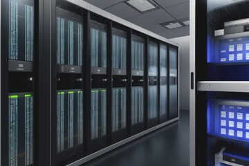 Visualize the concept of a digital lock protecting a server room or a database