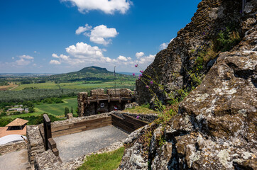 Fototapeta na wymiar View of Balaton uplands from ruins of Szigliget medieval castle