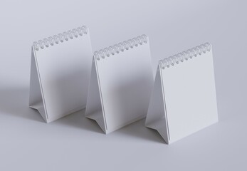 Desk calender set rendered with 3D software white color and realistic texture