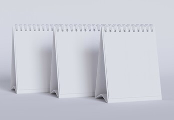 Desk calender set rendered with 3D software white color and realistic texture