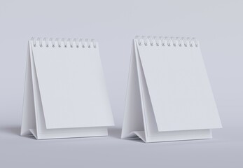 Desk calender set rendered with 3D software white color and realistic texture