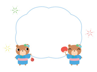 浴衣姿のクマ　吹き出し付