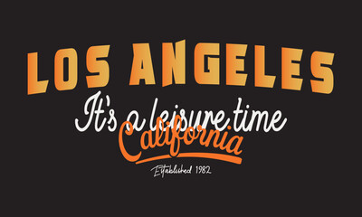 Los Angeles Leisure time t-shirt graphics. Vintage denim typography. Vector